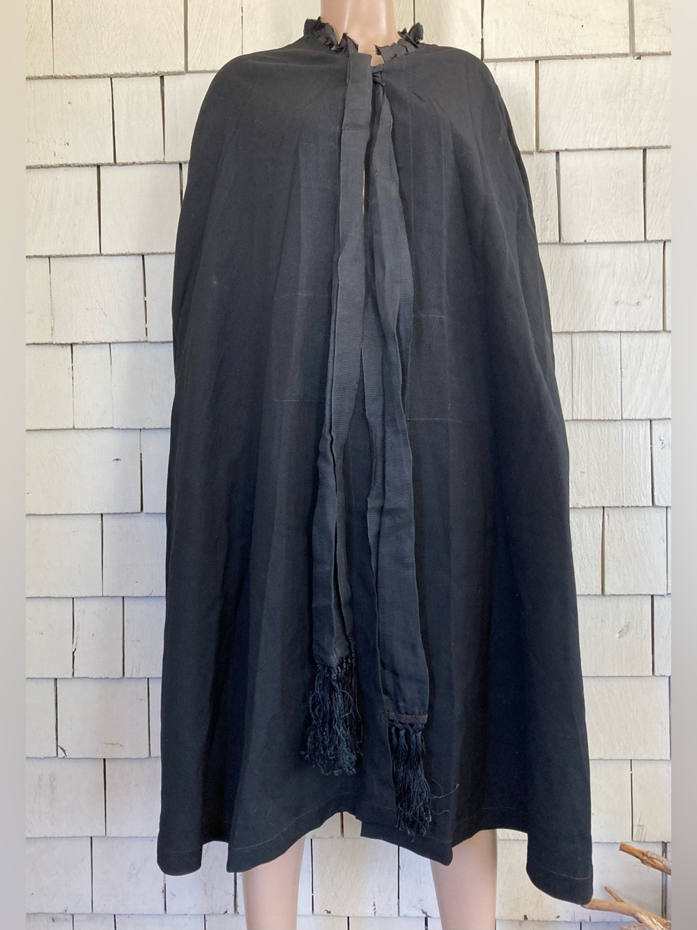 Antique Vintage Black Wool Cape Size Small